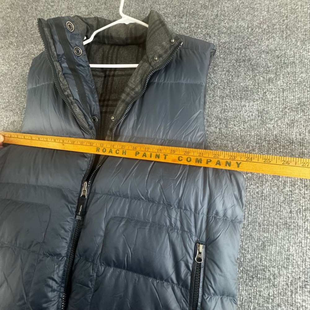 PrAna Reversible Puffer Vest Mens XL Plaid Gray Blue Full Zip Outdoor Insulated - Picture 10 of 16